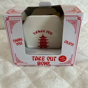 MAD Engine “Thank You Enjoy” Ceramic Takeout Box Serving Bowl with Chopsticks